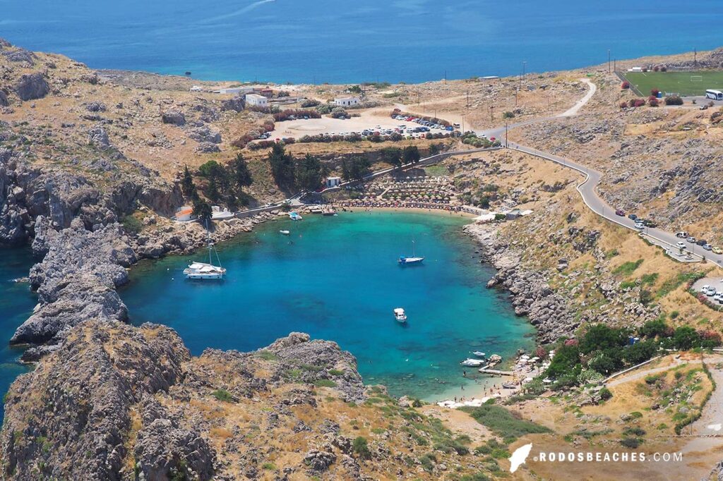 St Pauls bay view from Lindos Acropolis
